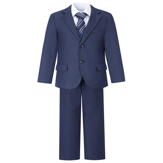 Navy 5pc Check design Boys suit