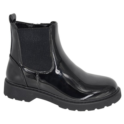 Girls patent chelsea boot
